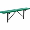 Global Industrial 6ft Outdoor Steel Flat Bench, Perforated Metal, In Ground Mount, Green 262075IGN